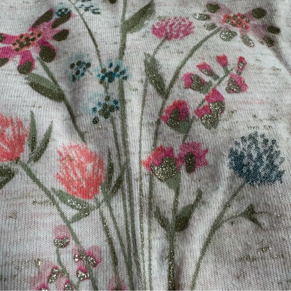 Sonoma Pink Short Sleeve Tee with Floral Design & Pull on Denim Pants